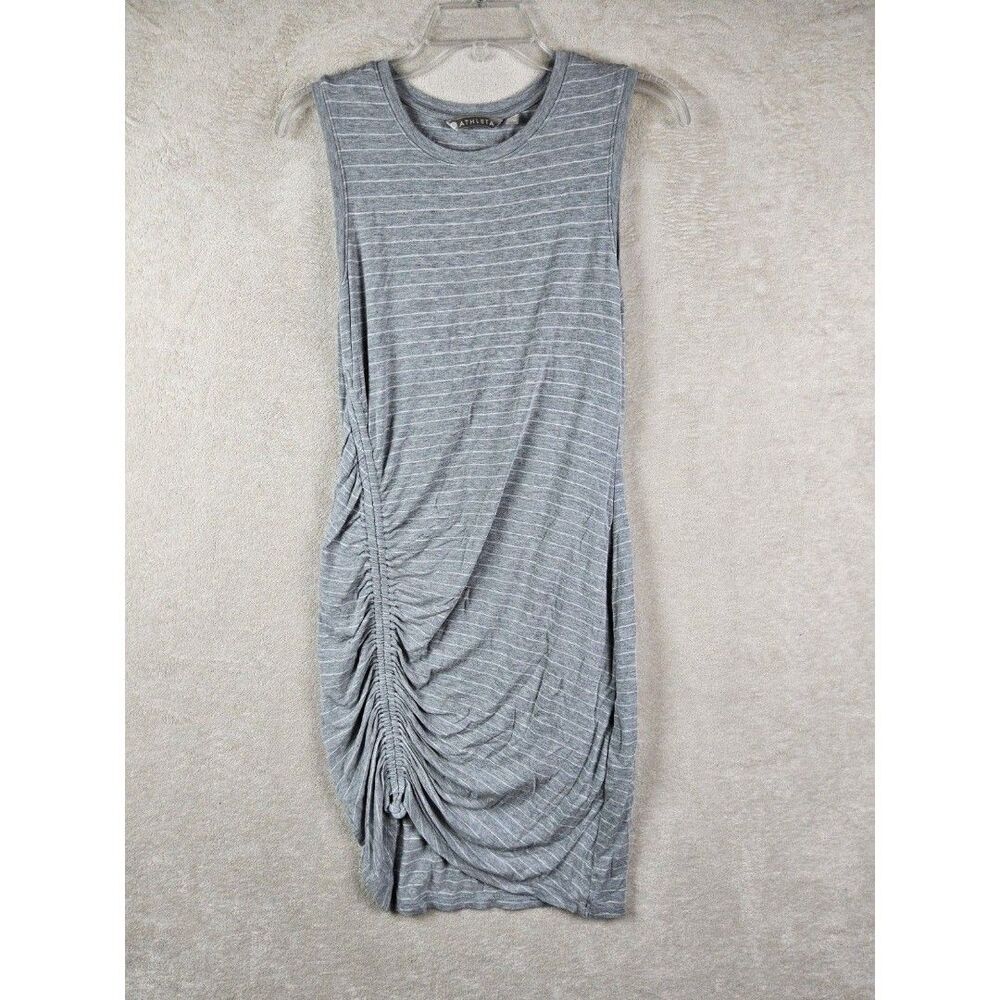Athleta Women's Sleeveless Side Ruched Striped Dress Size XS